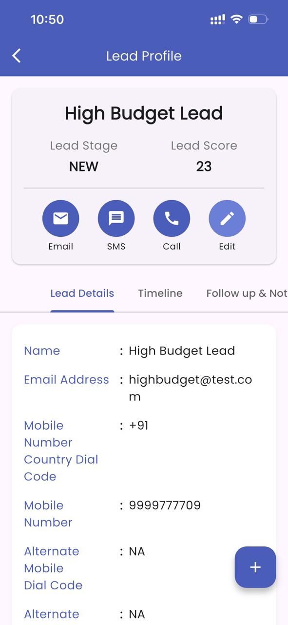 ViveLead Mobile App - Leads Management Screen