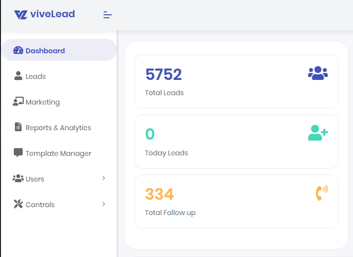 ViveLead CRM Dashboard