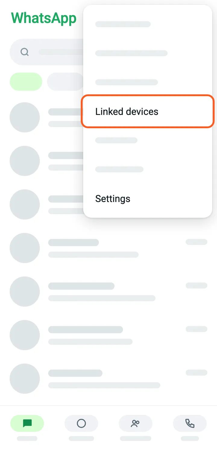 Android: the three dots open a menu. Tap Linked devices