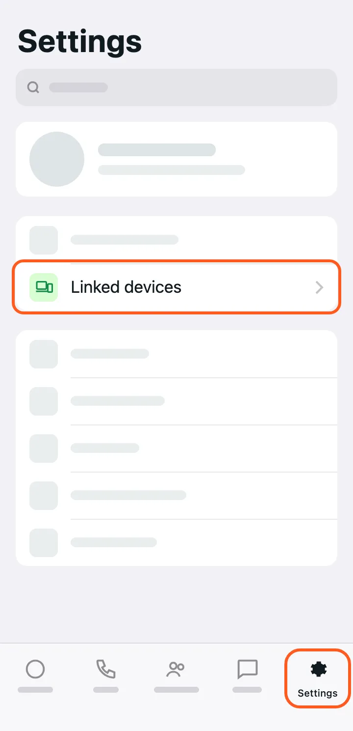 iPhone: tap Settings, then Linked devices