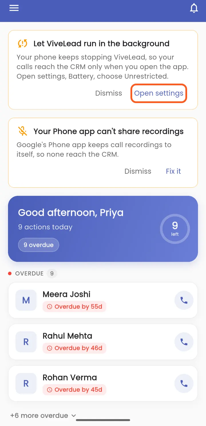 Tap Open settings