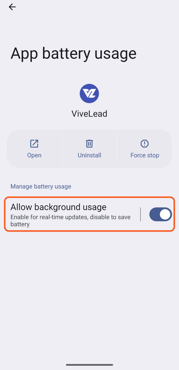 Tap Allow background usage