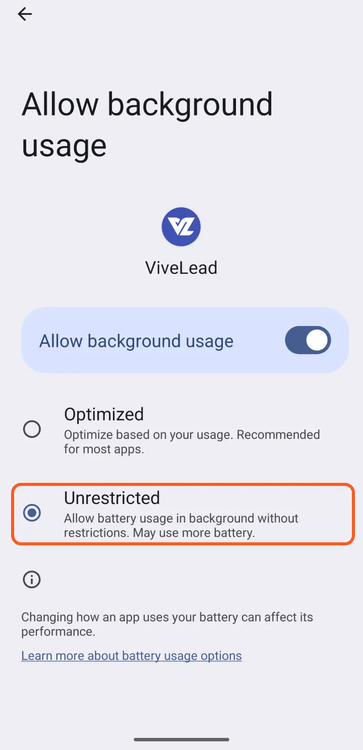 Choose Unrestricted