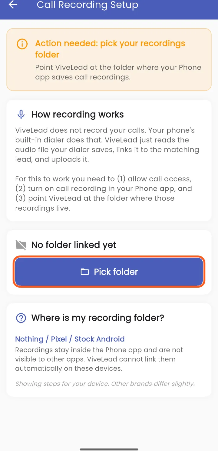 Tap Pick folder
