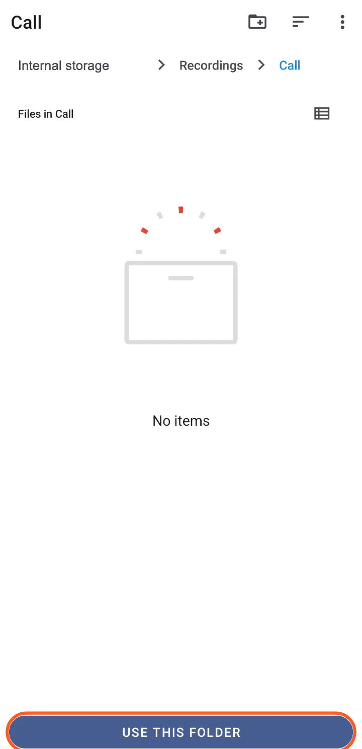 Open the recordings folder, tap Use this folder