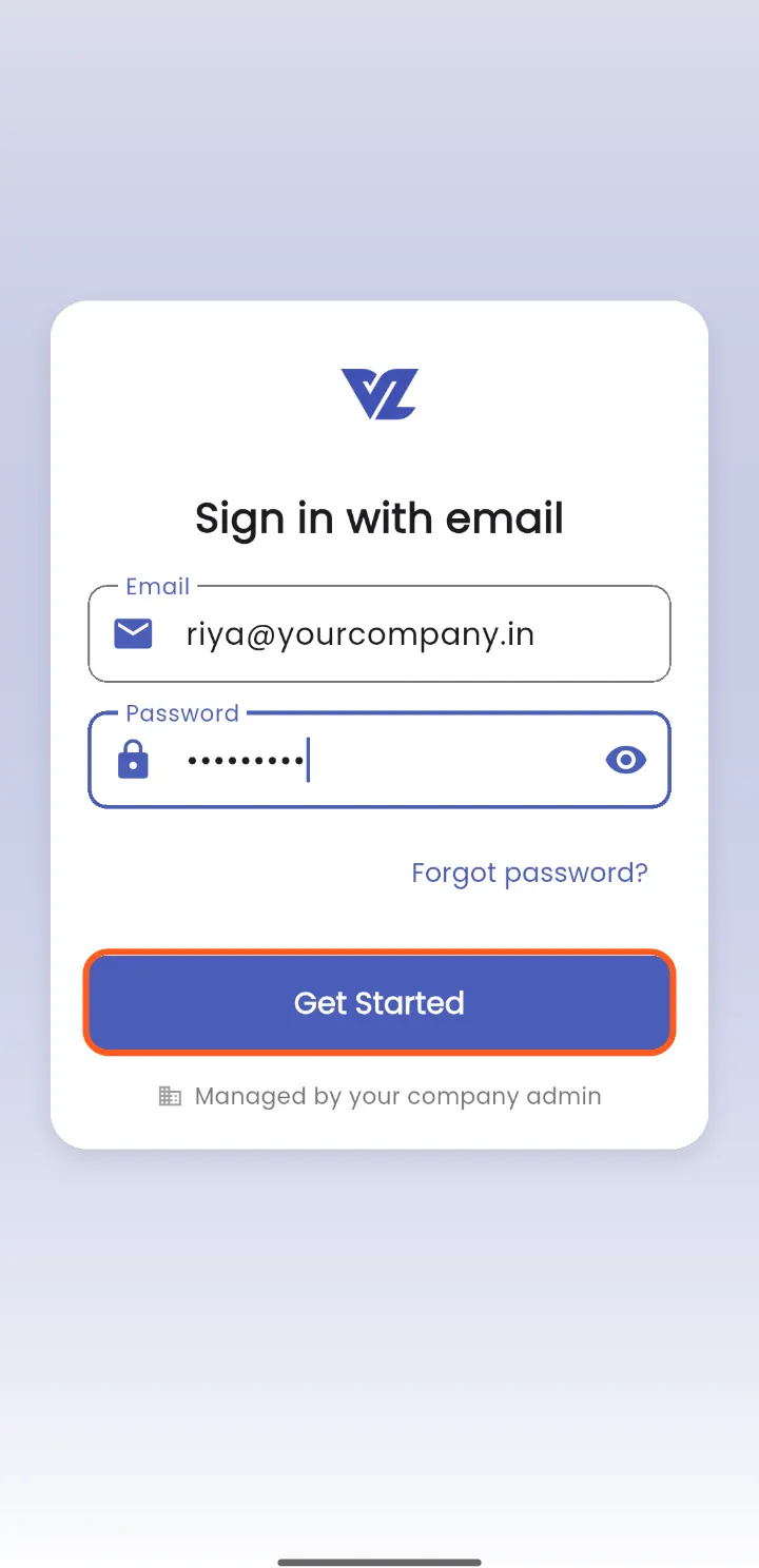 Sign in with the email and password from step 2